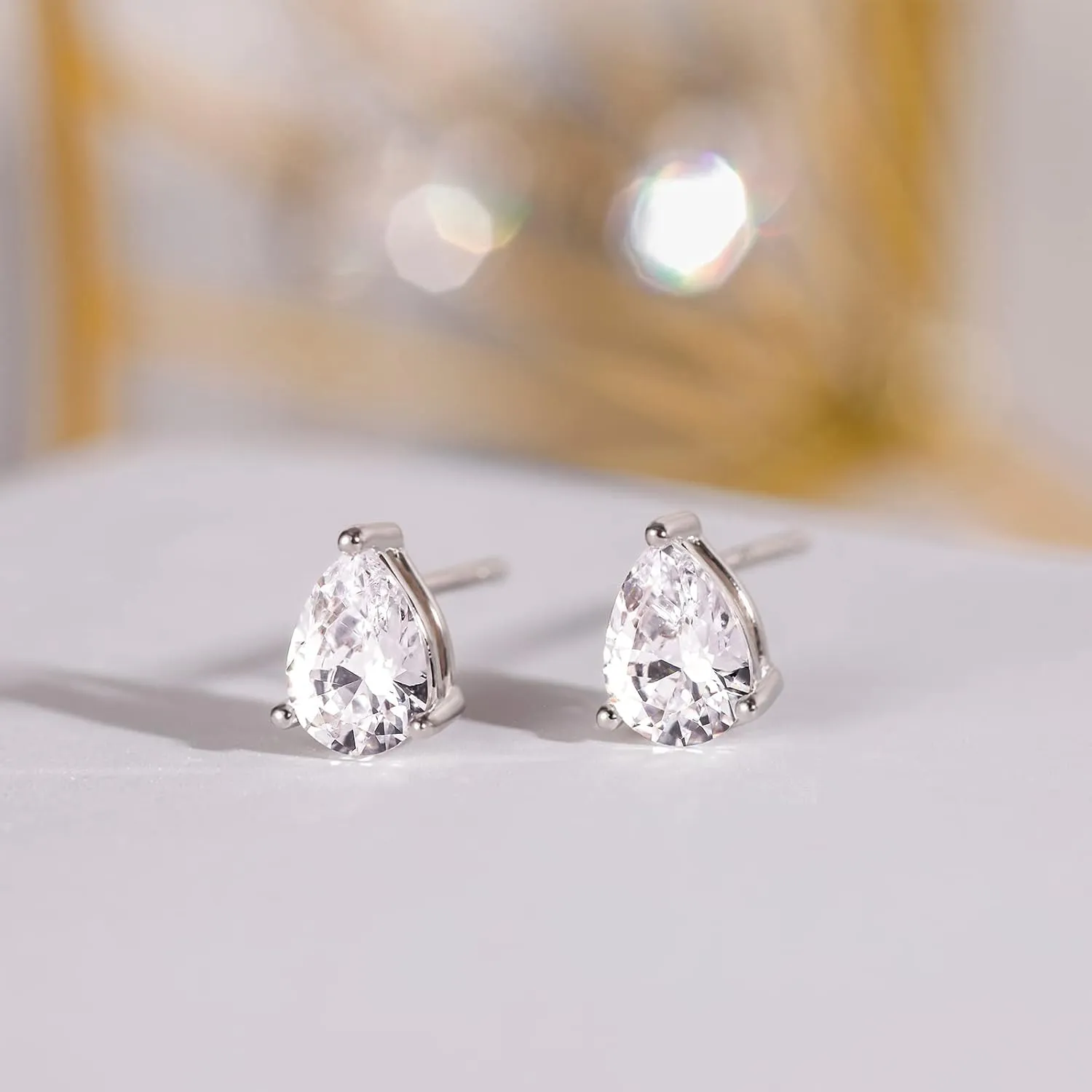 EAMTI 1 Carat 925 Sterling Silver Cubic Zirconia Stud Earrings for Women CZ Stud Small Cute Earrings Hypoallergenic