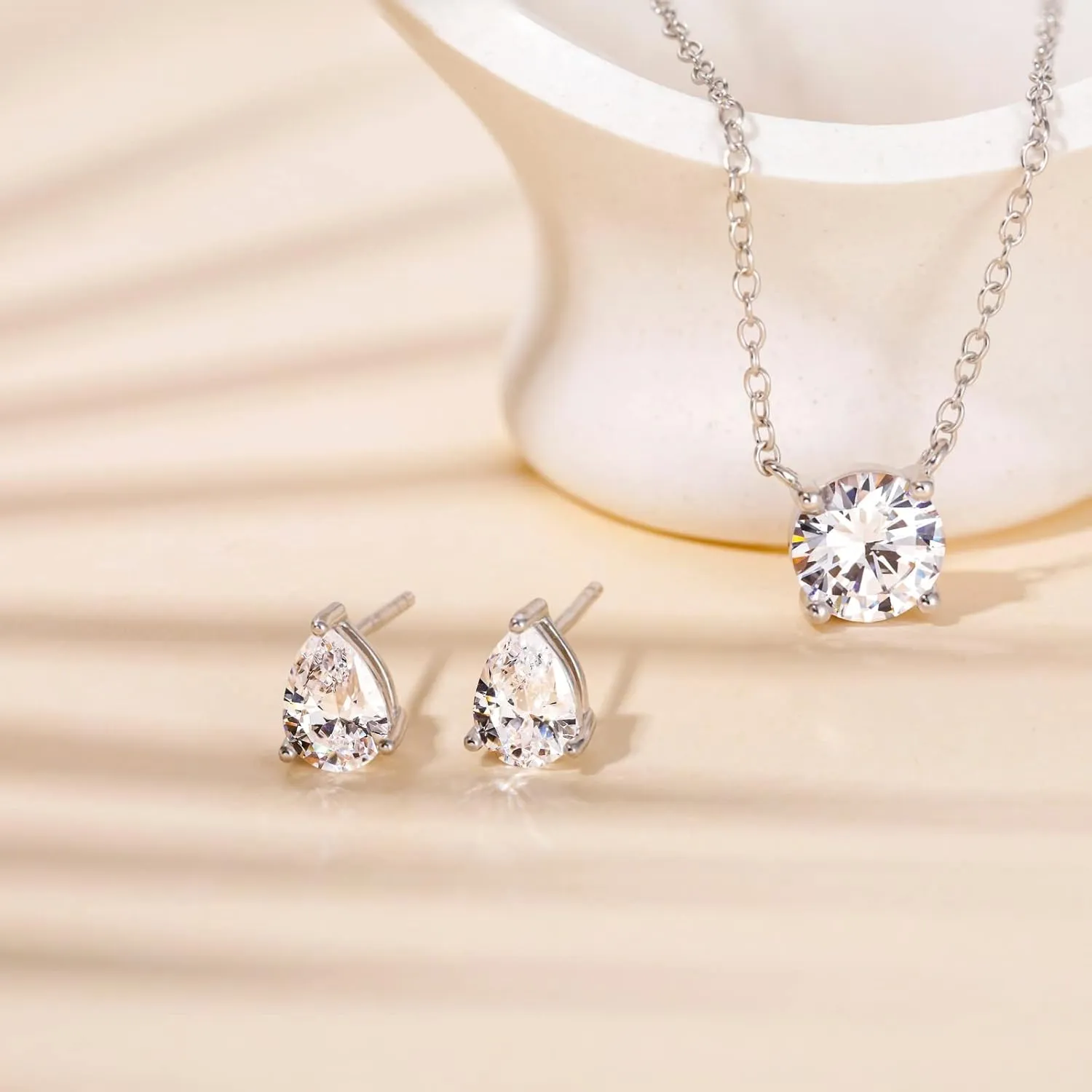EAMTI 1 Carat 925 Sterling Silver Cubic Zirconia Stud Earrings for Women CZ Stud Small Cute Earrings Hypoallergenic