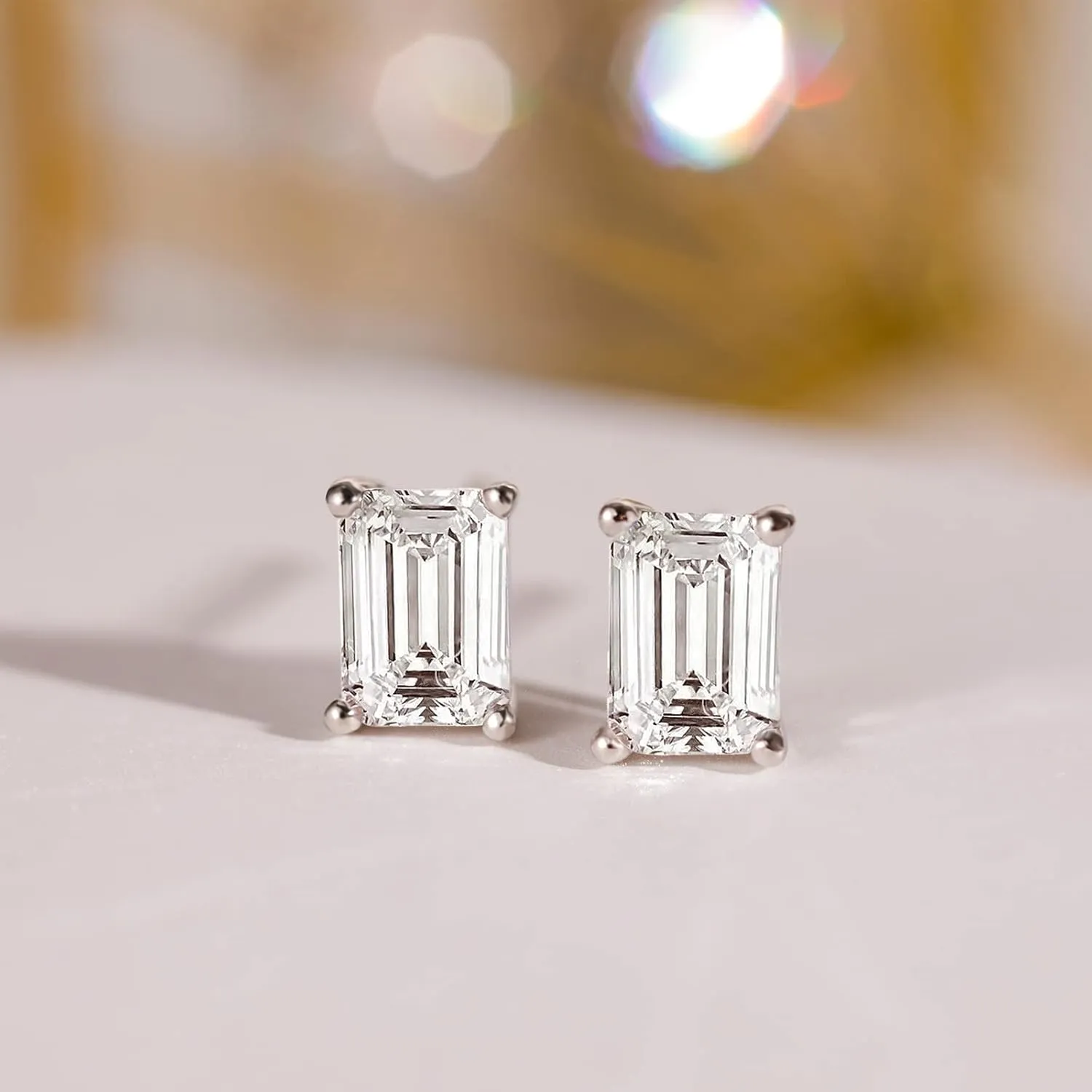 EAMTI 1 Carat 925 Sterling Silver Cubic Zirconia Stud Earrings for Women CZ Stud Small Cute Earrings Hypoallergenic