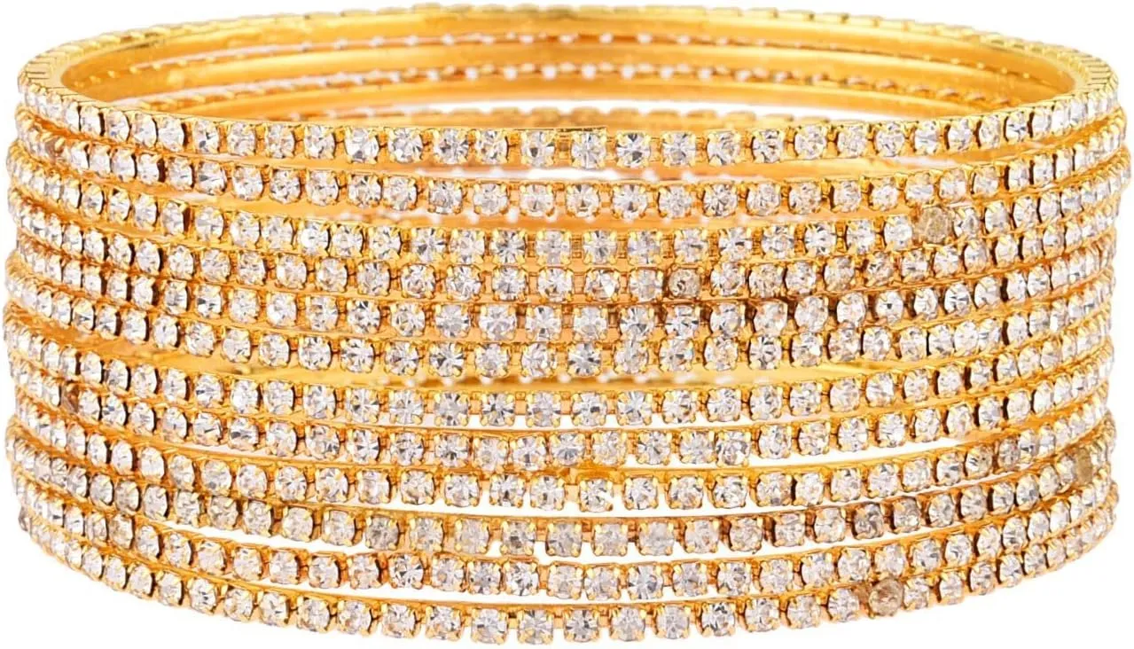 Efulgenz Crystal Indian Bangles for Women Indian Bangle Set Traditional Wedding Bridal Bracelet Jewelry for Women