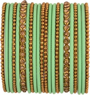 Efulgenz Wedding Bridal Indian Bangle Set Matte Finish Metal Alloy Bangles with Cz Crystal Bracelet Metal Beaded Bangles Bollywood Fashion Statement Jewelry for Women