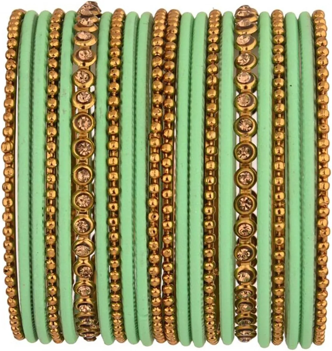 Efulgenz Wedding Bridal Indian Bangle Set Matte Finish Metal Alloy Bangles with Cz Crystal Bracelet Metal Beaded Bangles Bollywood Fashion Statement Jewelry for Women