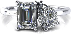 Emerald & Pear Cut TOI Et Moi Moissanite Engagement Rings for Women | Wedding Ring Her | Bridal Sets | Solitaire Vintage Antique Unique Anniversary Promise Gifts