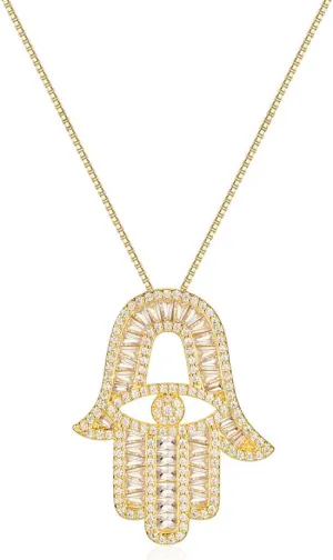 Evil Eye Hamsa Necklace for Women Hamsa Hand Necklace Good Luck Charm Fatima 14k Gold Hamsa Hand Pendan
