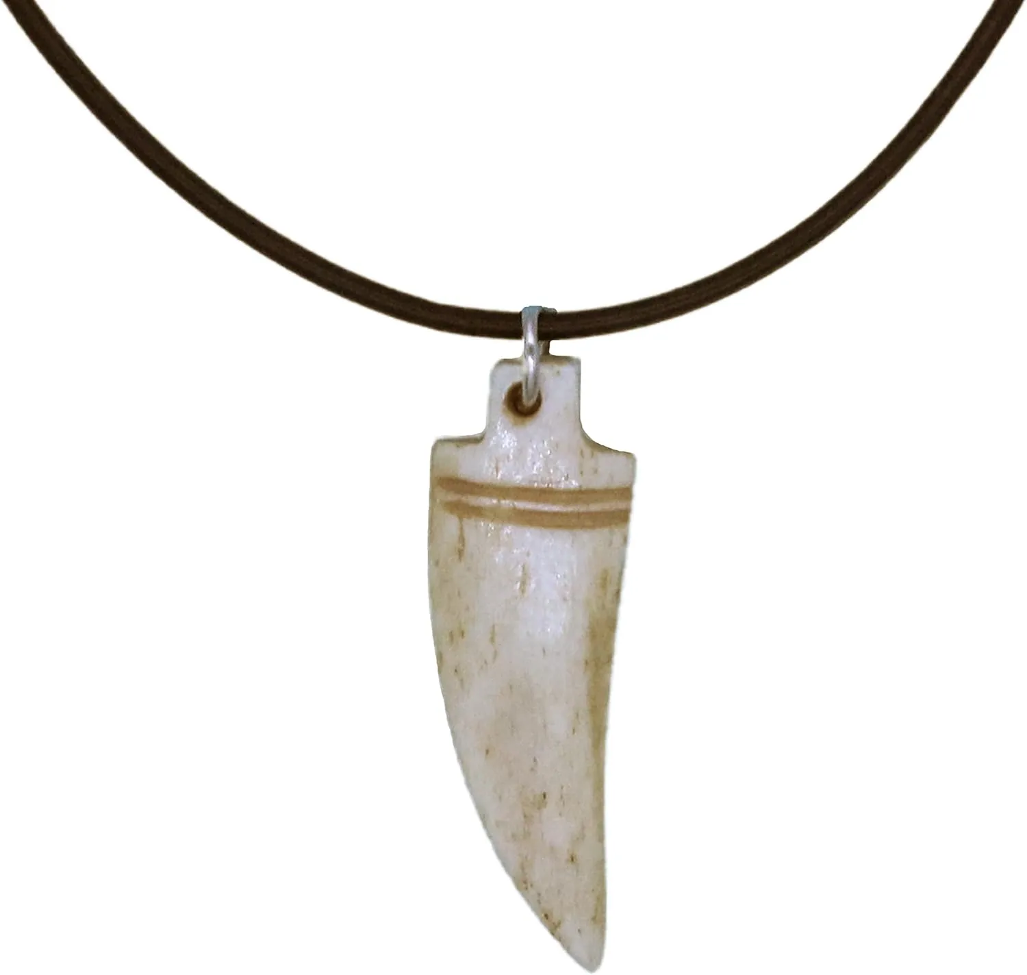 Fablinks Wolf Tooth Necklace for Men, Boys Necklace with Bone Bead Fang Pendant, Dinosaur Teeth Horn Necklaces with Round Leather Cord
