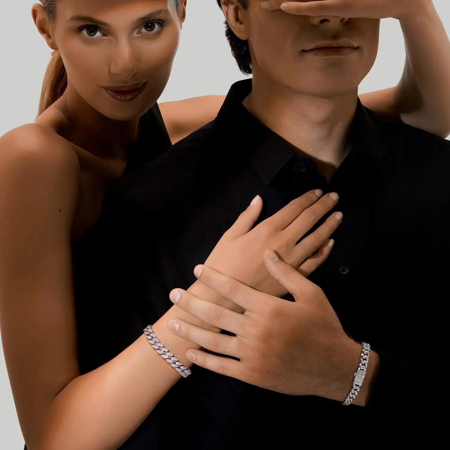FANCIME 3-3.54 Carats Moissanite Bracelet,8MM Moissanite Cuban Link Bracelet 925 Sterling Silver Cuban Bracelet D Color VVS1 Round Cut Bling Iced Out Miami Imitation Diamond Link Bracelet for Women Men