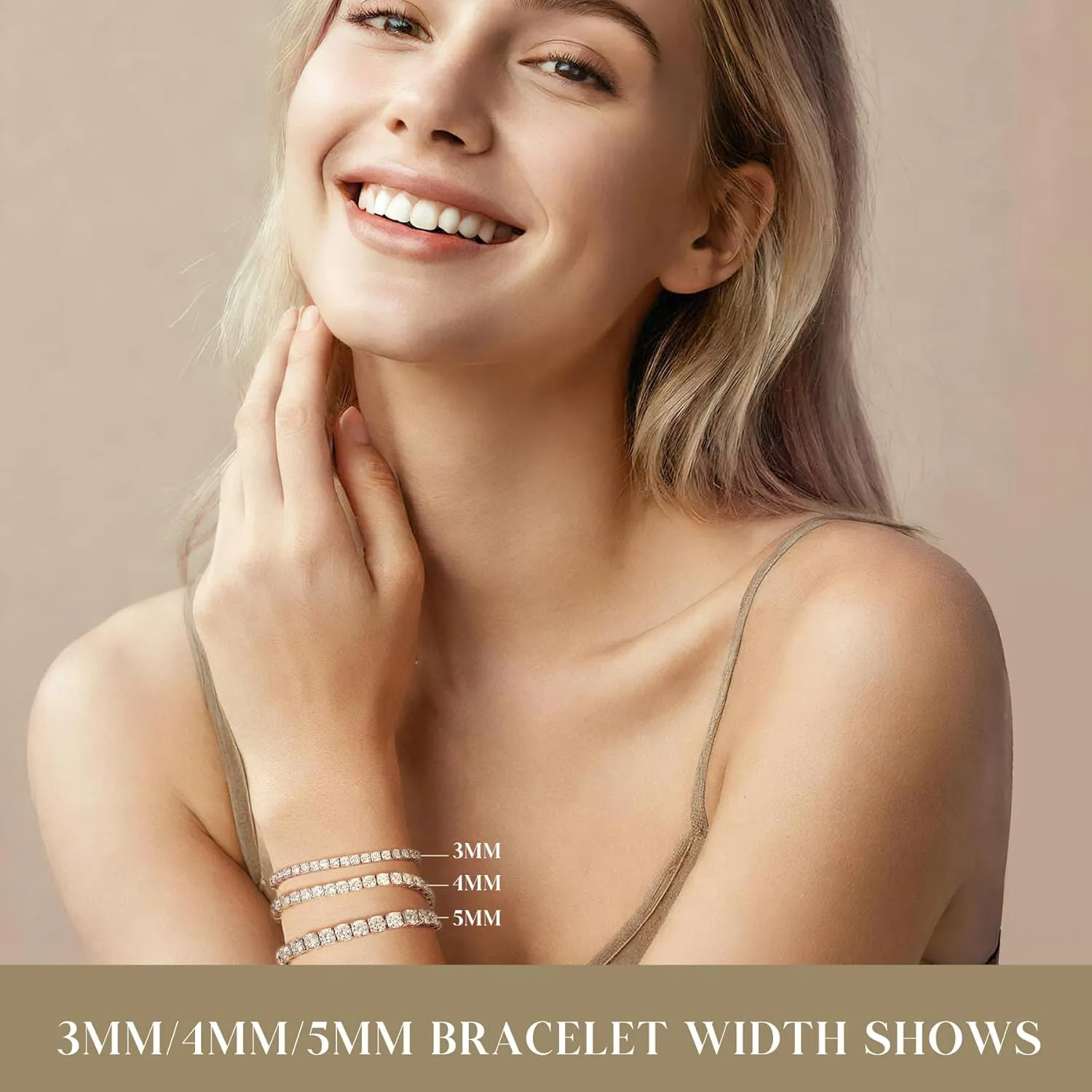 FANCIME Moissanite Tennis Bracelet 4.7-19 Carats 925 Sterling Silver Imitation Diamond Tennis Bracelet 3/4/5mm D Color VVS1 Round Cut Moissanite Bracelet for Women Men