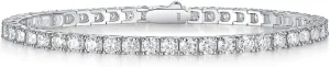 FANCIME Moissanite Tennis Bracelet 4.7-19 Carats 925 Sterling Silver Imitation Diamond Tennis Bracelet 3/4/5mm D Color VVS1 Round Cut Moissanite Bracelet for Women Men