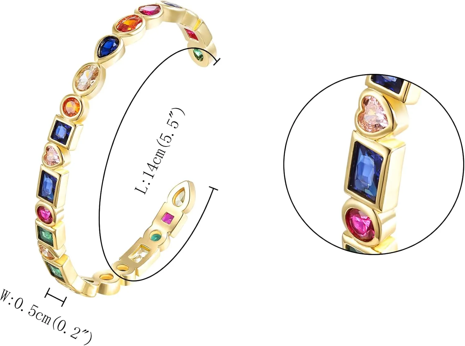 FANZE 14K Gold Plated Cubic Zirconia Gold Bangles for Women, Gold Bangles Jewelry Fashion Jewelry Gift