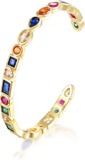 FANZE 14K Gold Plated Cubic Zirconia Gold Bangles for Women, Gold Bangles Jewelry Fashion Jewelry Gift