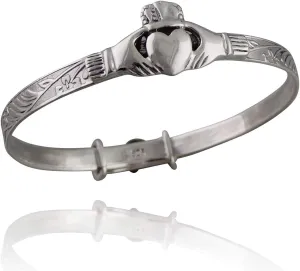 FashionJunkie4Life Silver Claddagh Bracelet for Toddlers | Sized Bangle with Irish Claddagh Design | Adjusts from 5" to 6" For Easy Wear