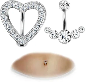 FIASASO Crystal Belly Button Ring for Women Unique 14G 316L Stainless Steel Dangle Belly Rings Belly Piercing Jewelry Navel Barbell Bling Crystals Body Jewelry