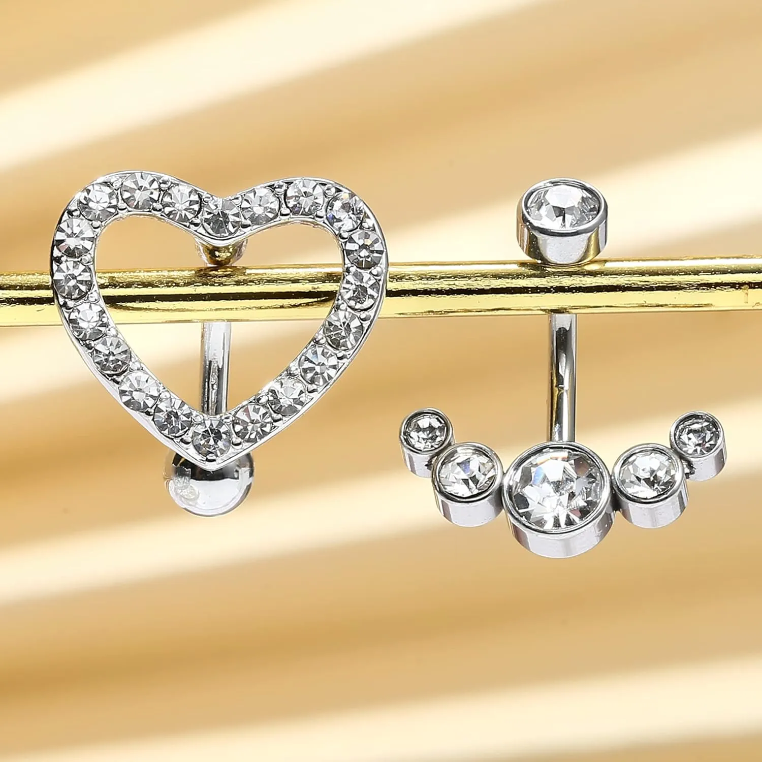 FIASASO Crystal Belly Button Ring for Women Unique 14G 316L Stainless Steel Dangle Belly Rings Belly Piercing Jewelry Navel Barbell Bling Crystals Body Jewelry