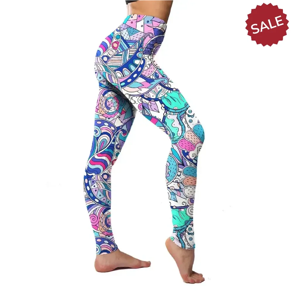 Floral Casual High Waist Fitness Leggings  Womens Stretchy Workout Yoga Pants