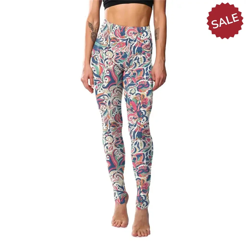 Floral Casual High Waist Fitness Leggings  Womens Stretchy Workout Yoga Pants
