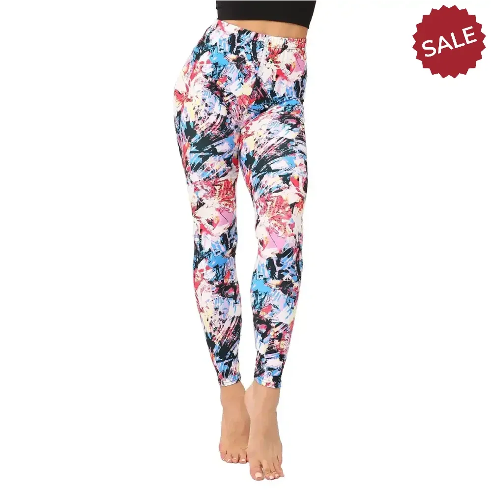 Floral Casual High Waist Fitness Leggings  Womens Stretchy Workout Yoga Pants