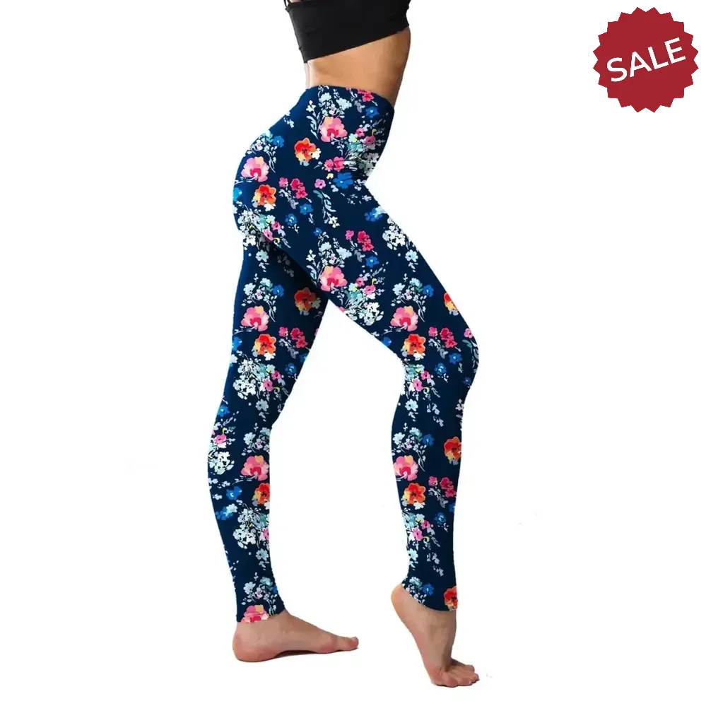 Floral Casual High Waist Fitness Leggings  Womens Stretchy Workout Yoga Pants