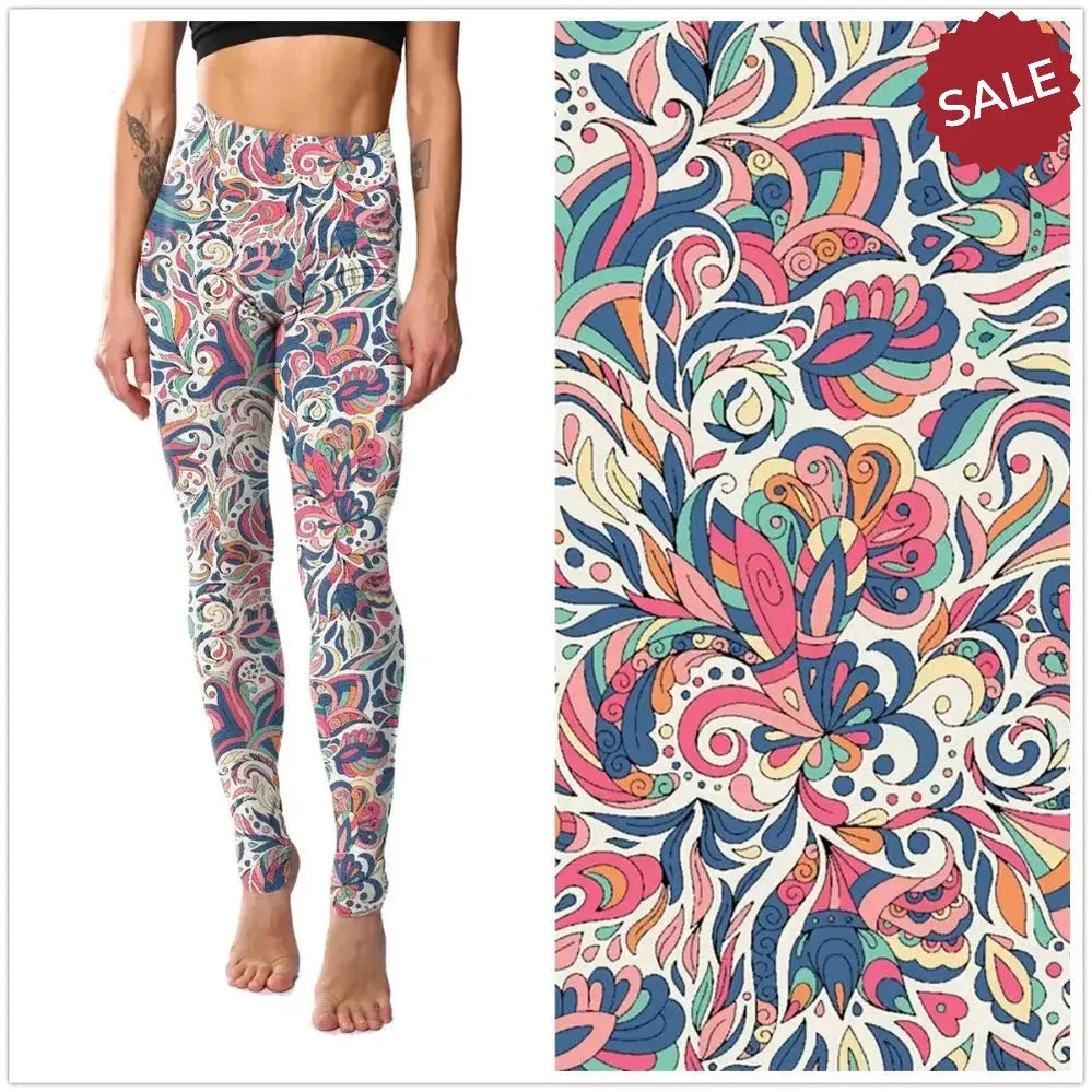 Floral Casual High Waist Fitness Leggings  Womens Stretchy Workout Yoga Pants