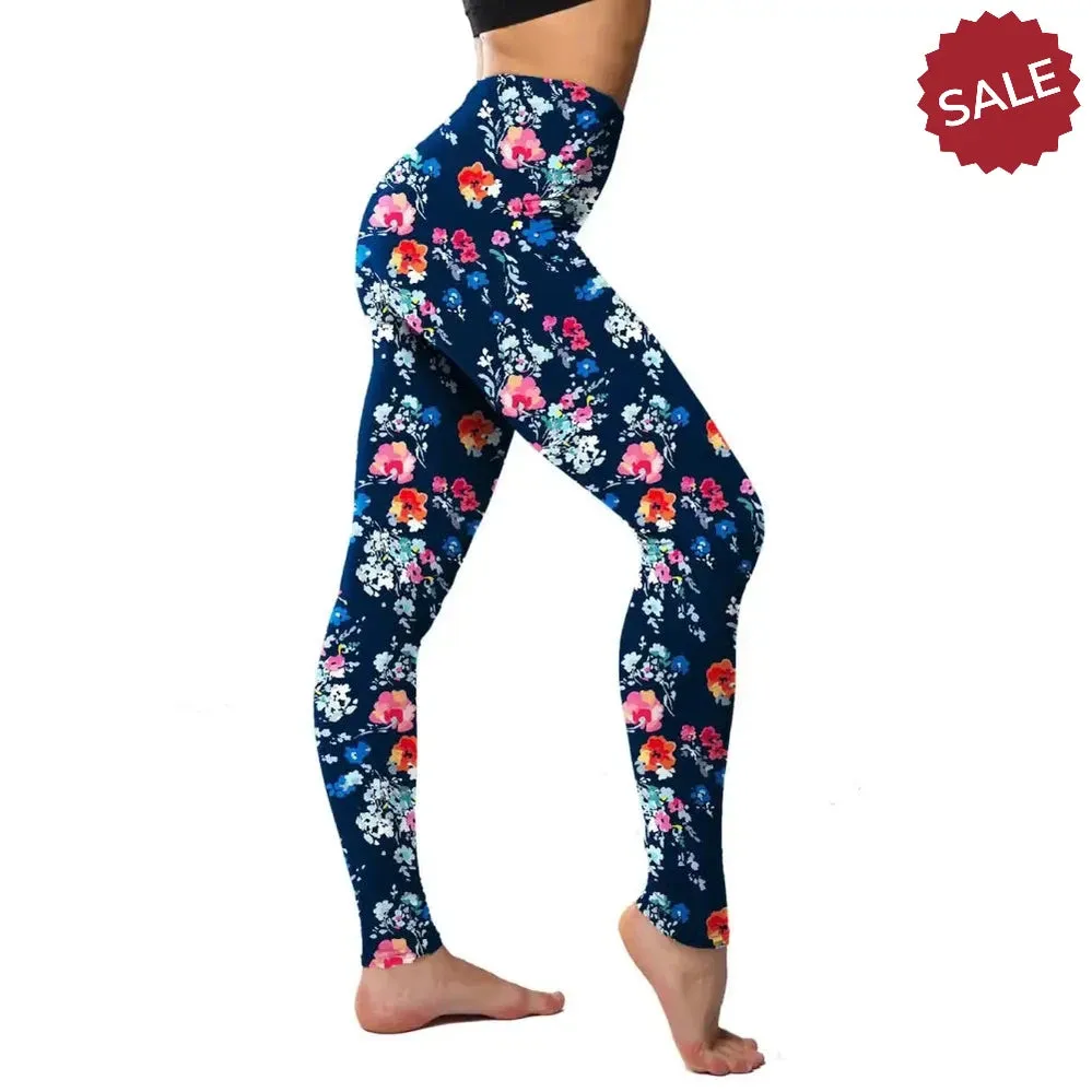Floral Casual High Waist Fitness Leggings  Womens Stretchy Workout Yoga Pants