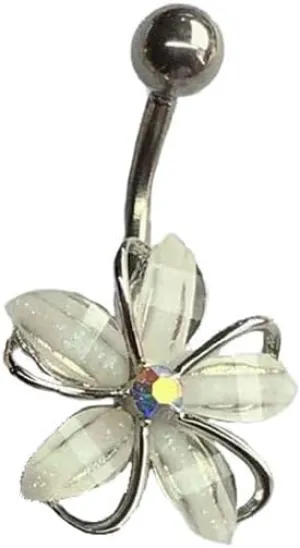 Flower Belly Button Rings For Women Unique Cute Playboy Belly Piercing Jewelry Stainless Steel Belly Button Rings For Party Beach Birthday Christmas Gifts
