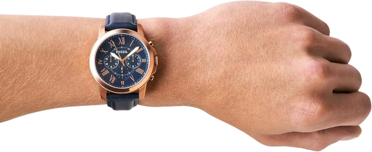 Fossil Men's Grant Quartz Stainless Steel and Leather Chronograph Watch
