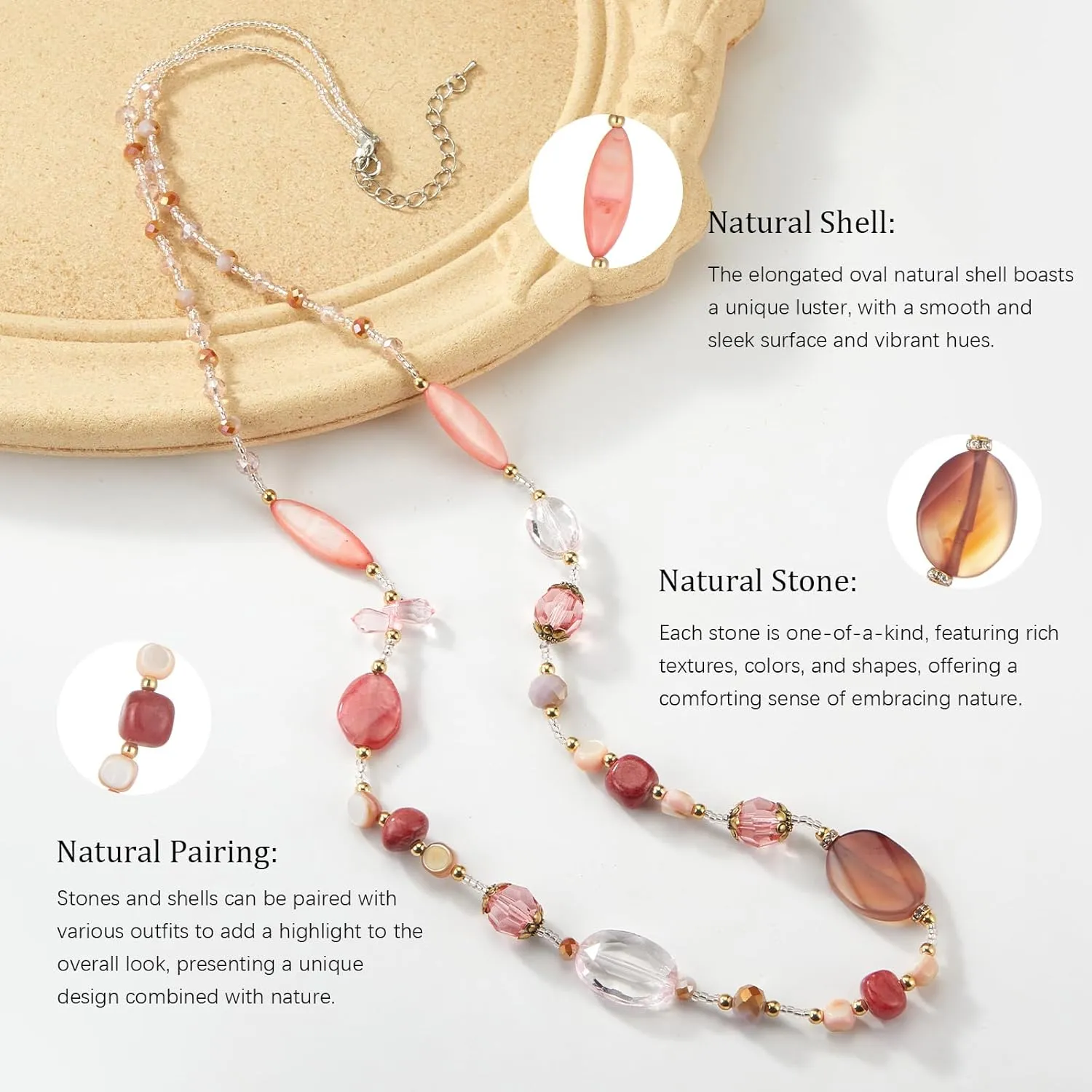 FULU AUTUMN Long Necklaces for Women Trendy Long Chunky Beaded Necklace Boho Fashion Costume Jewelry Mothers Day Gifts for Her