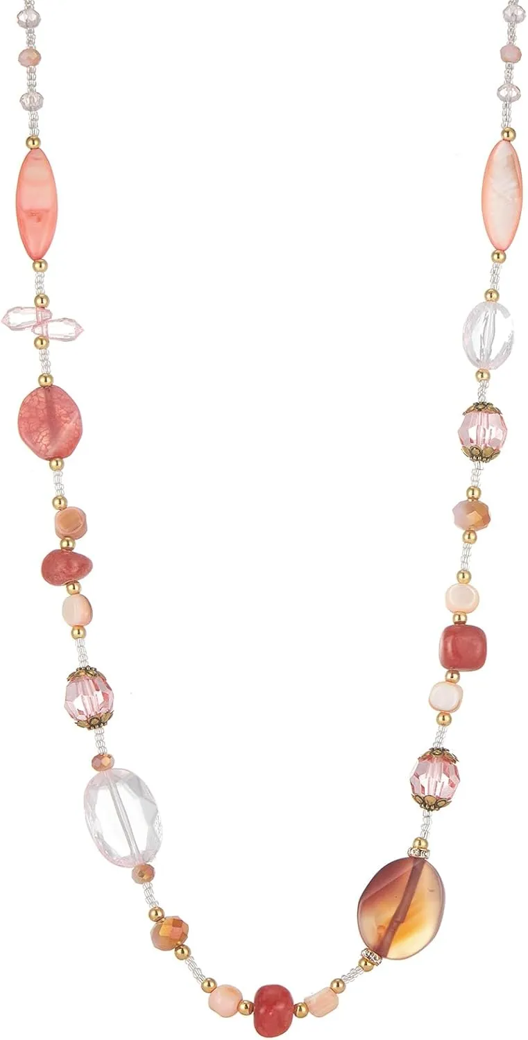 FULU AUTUMN Long Necklaces for Women Trendy Long Chunky Beaded Necklace Boho Fashion Costume Jewelry Mothers Day Gifts for Her