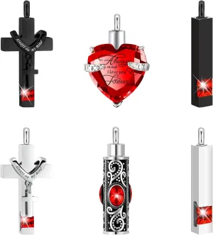 Fumete 6 Pcs Ashes Necklace Urn Jewelry for Human Ashes Memorial - Men & Women Pendant
