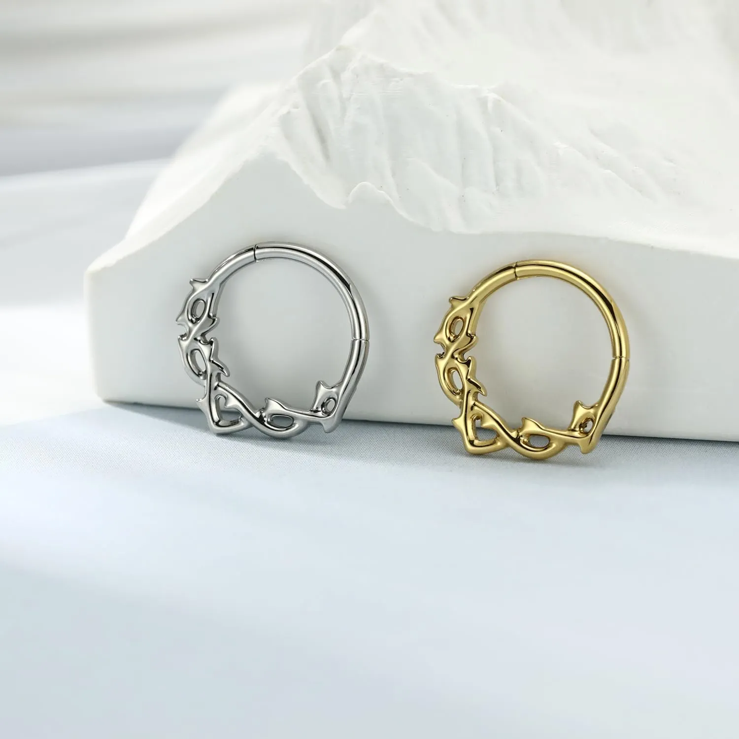 FUNLMO 316L Surgical Steel Septum Ring Nose Ring Daith Tragus Helix Rook Conch Piercing Jewelry Unique Cartilage Earring for Women Men