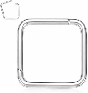 FUNLMO 316L Surgical Steel Septum Ring Square Nose Ring Hoop Daith Helix Tragus Rook Conch Piercing Jewelry Cartilage Earring 16G