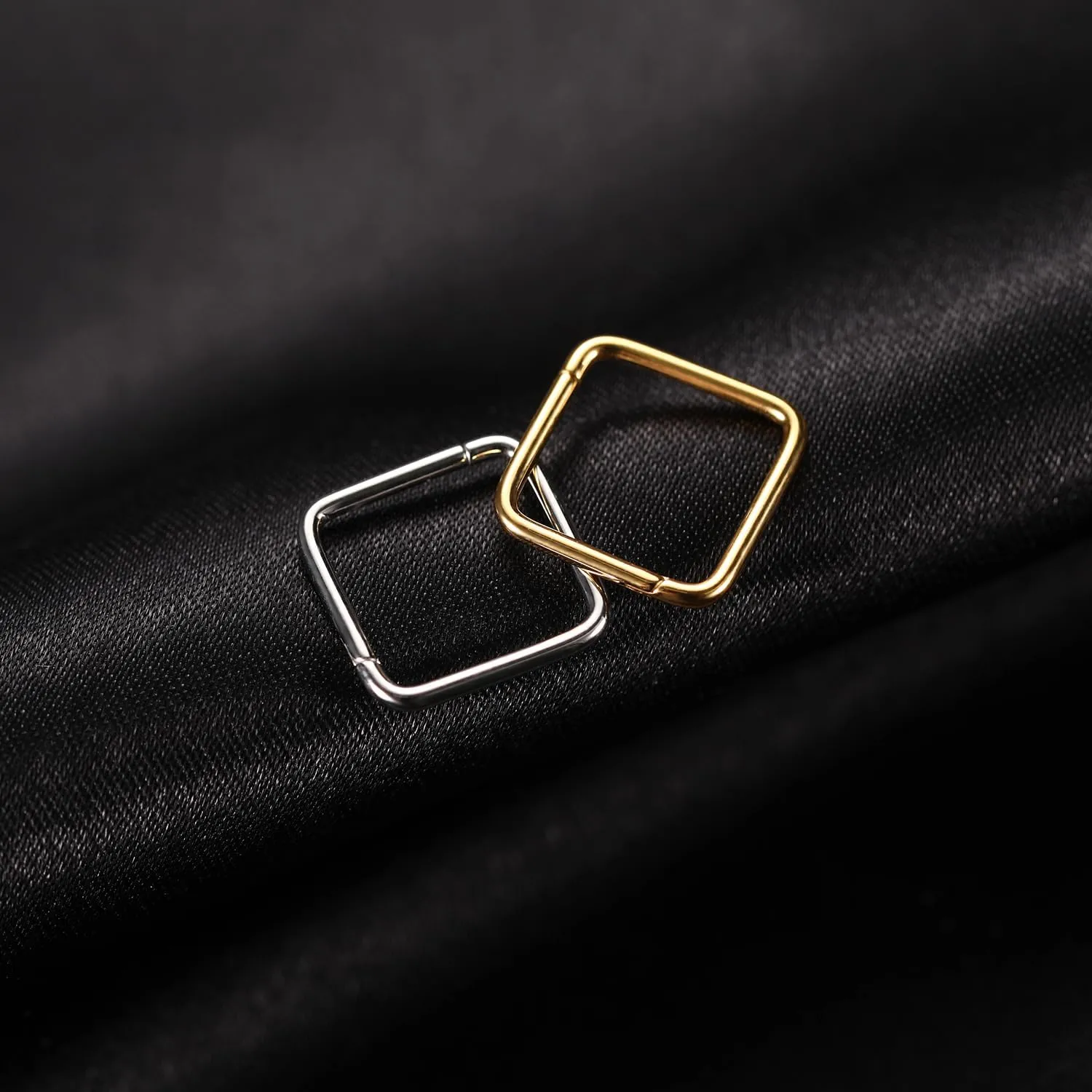 FUNLMO 316L Surgical Steel Septum Ring Square Nose Ring Hoop Daith Helix Tragus Rook Conch Piercing Jewelry Cartilage Earring 16G