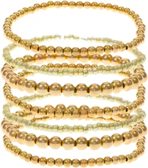 Fuqimanman2020 Chunky Simulated Pearl Stackable Stretch Bracelet Set Beaded Ball Adjustable Multilayered Elastic Bangles for Women Wedding Jewelry
