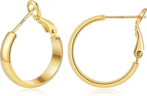 Gacimy Gold Hoop Earrings for Women, 14k Real Gold Plated with 925 Sterling Silver Post, Hypoallergenic Lightweight Thick Hoops Earrings for Women Trendy