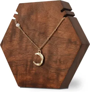 GemeShou Wood necklace holder stand, Retail hanging necklace organizer, Walnut necklace display stands for selling, jewelry stand necklace holderHexagon Necklace holder-Small