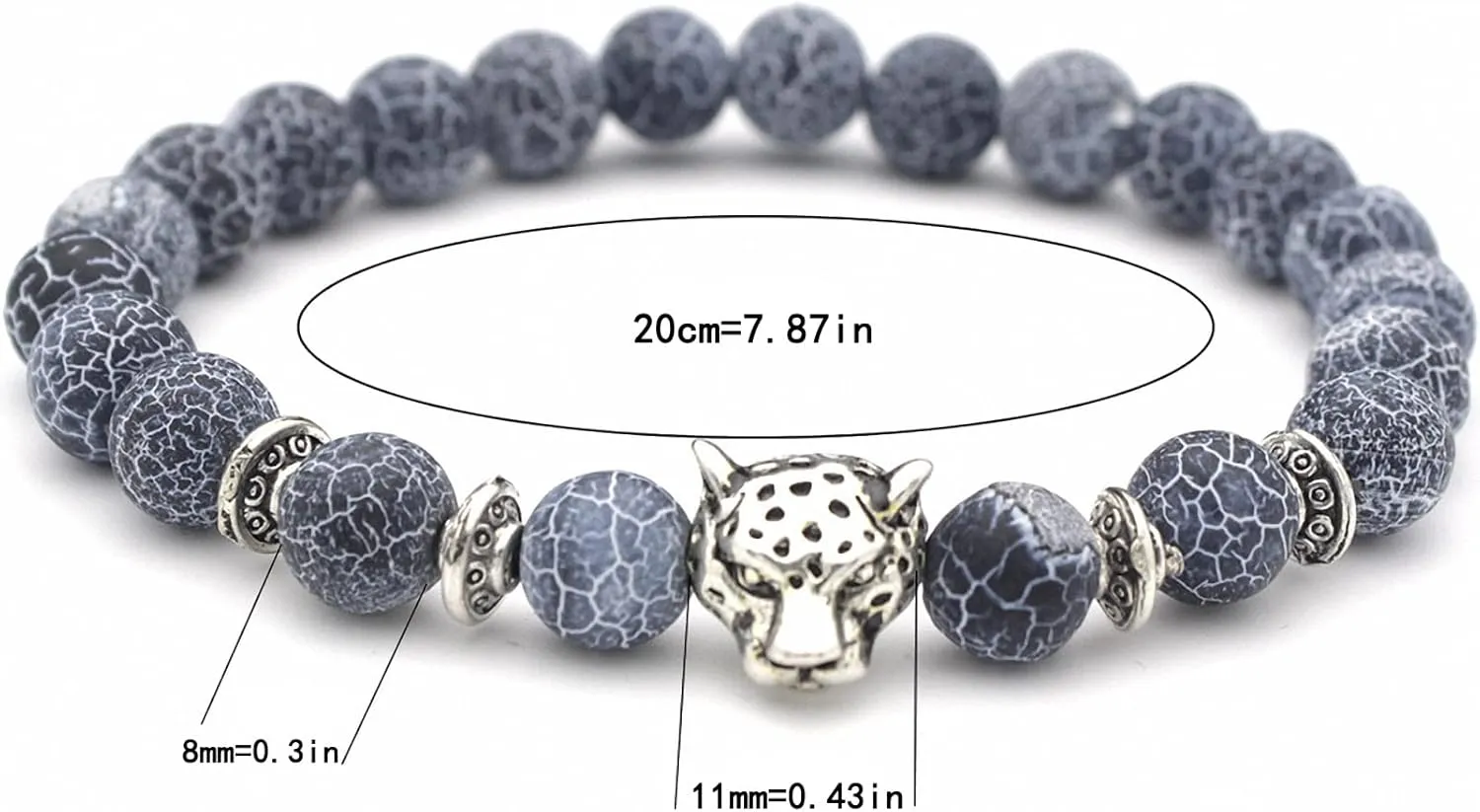 Giwotu Unisex 8 mm Volcanic Lava Rock Gold Plated Panther Leopard Head Bead Buddha Bracelet Natural Stone Essential Oil Diffuser Chakra Yoga Stretchable Bracelet