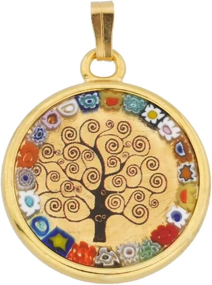 GlassOfVenice Murano Glass Tree of Life Millefiori Pendant