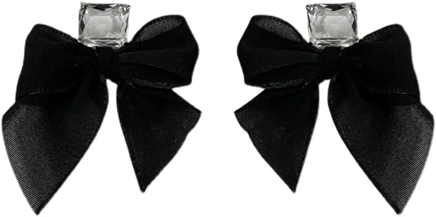 Gold & Silver Bow Knot Earrings - Cute Ribbon Studs for Women's Birthday Party