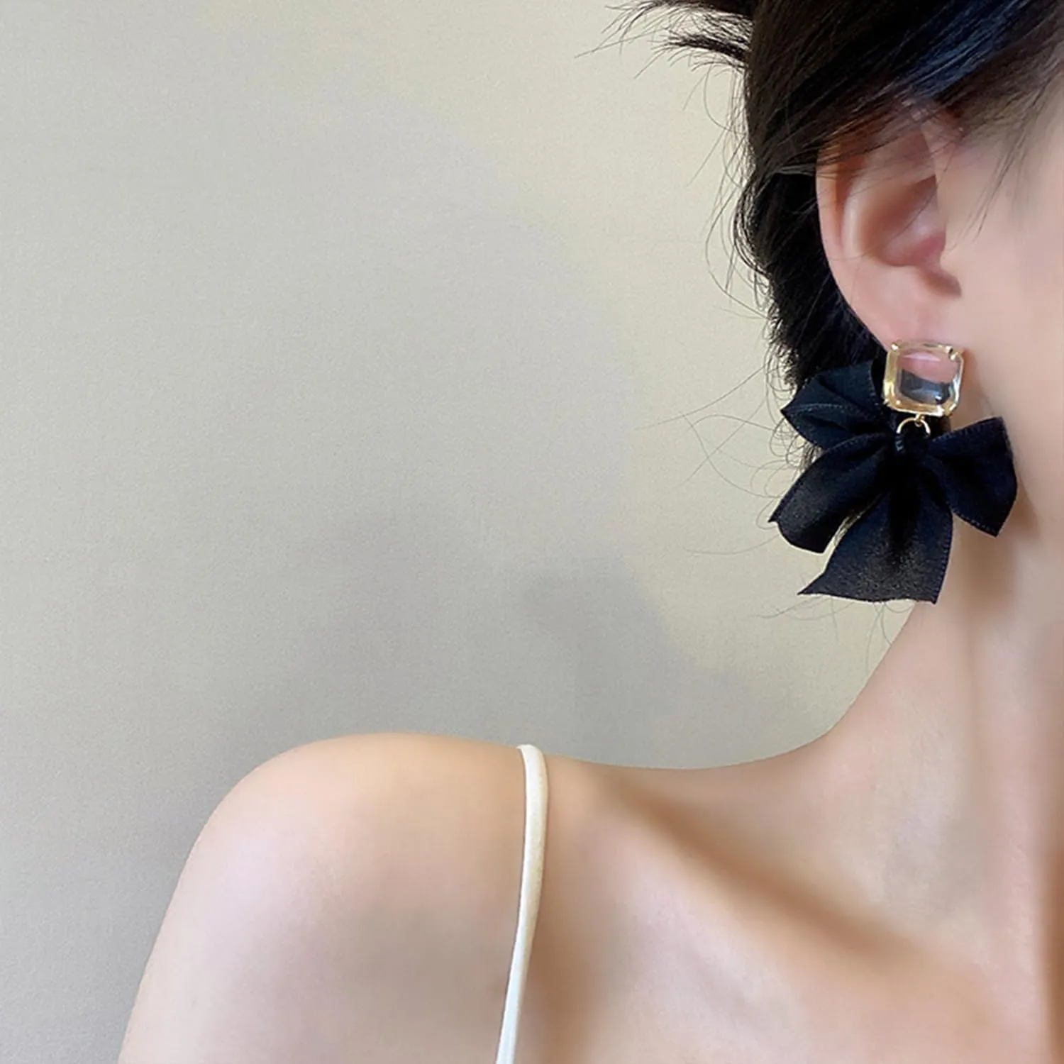 Gold & Silver Bow Knot Earrings - Cute Ribbon Studs for Women's Birthday Party
