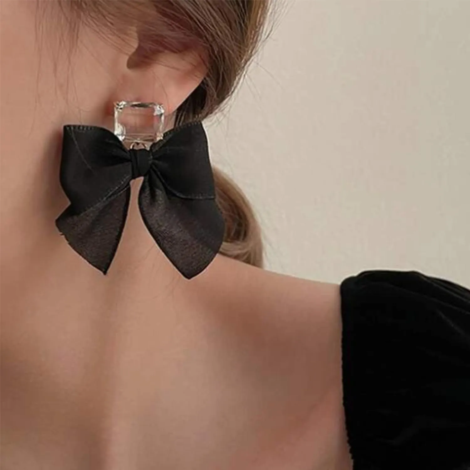 Gold & Silver Bow Knot Earrings - Cute Ribbon Studs for Women's Birthday Party