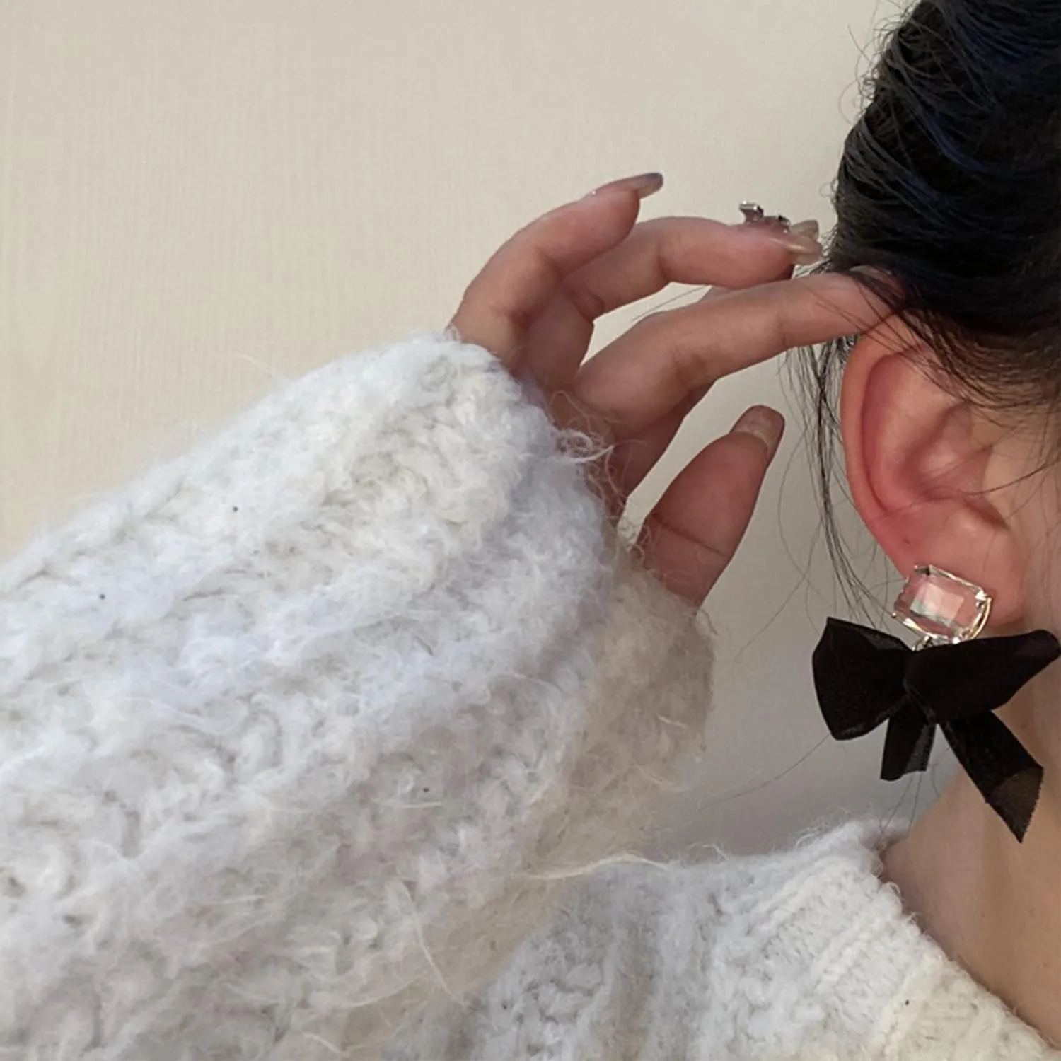 Gold & Silver Bow Knot Earrings - Cute Ribbon Studs for Women's Birthday Party