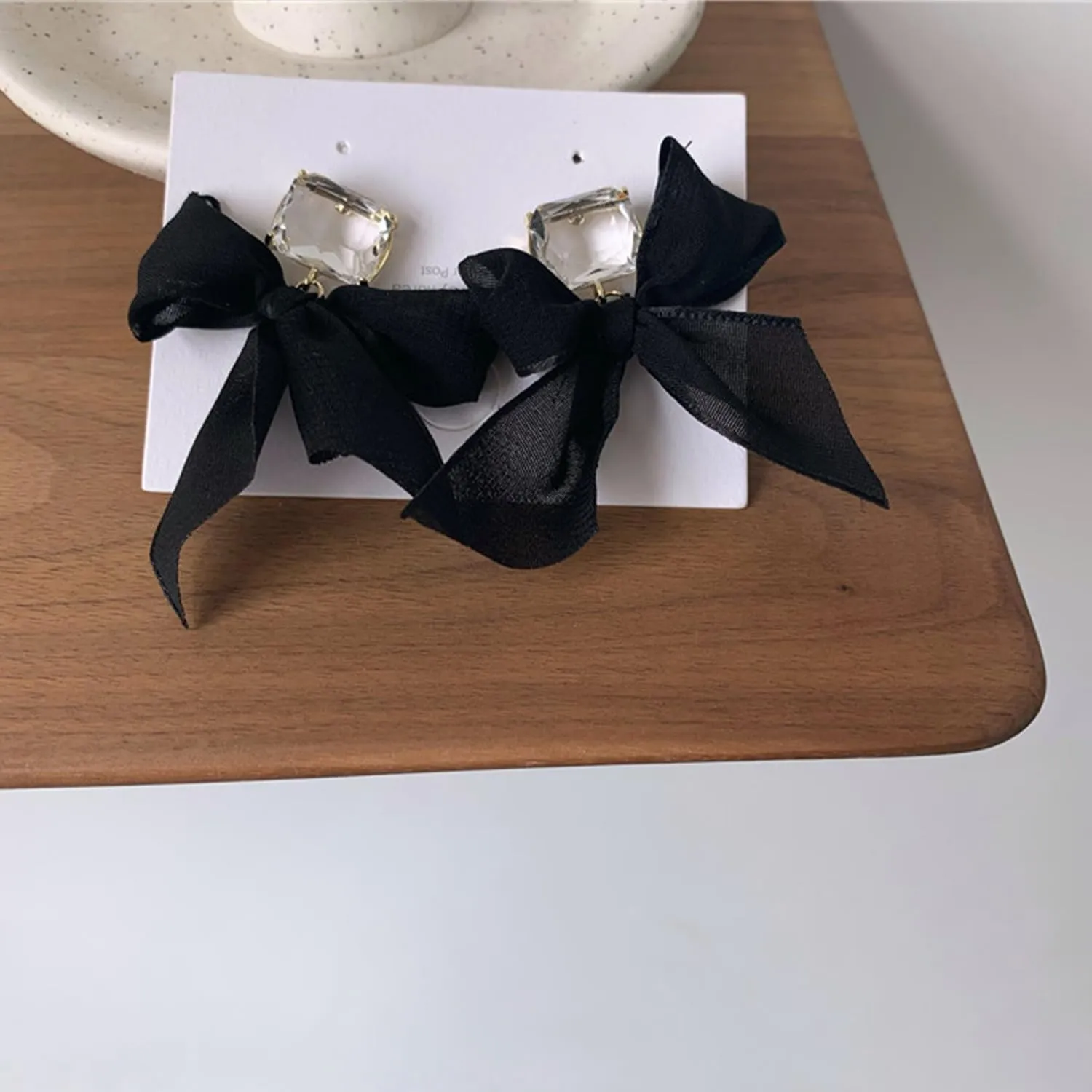 Gold & Silver Bow Knot Earrings - Cute Ribbon Studs for Women's Birthday Party
