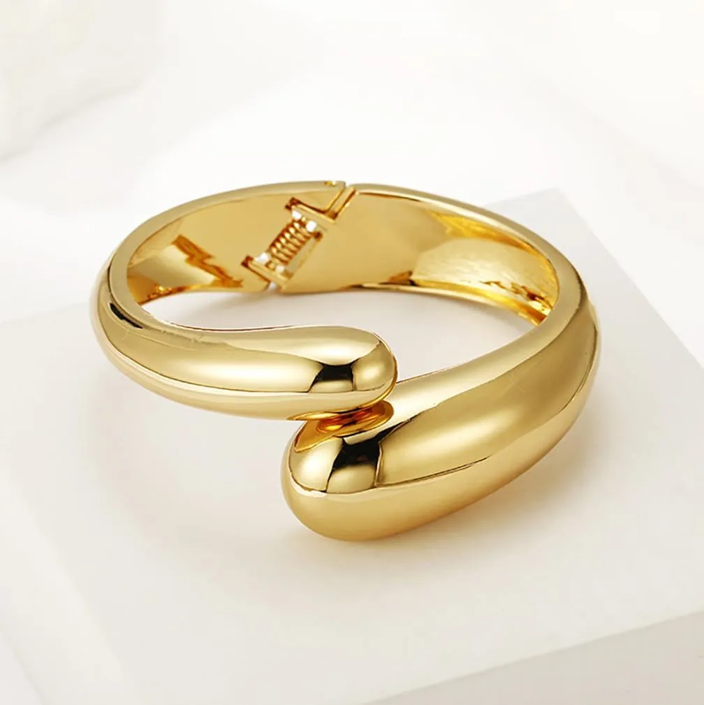 Gold Bangle Bracelets for Women Teens Trendy Chunky Adjustable Twist Cuff Bracelet Jewelry Gifts