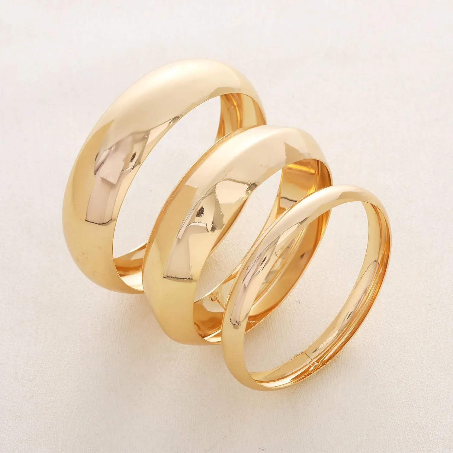 Gold Bangles for Women Chunky Cuff Bracelet Stack Non Tarnish Trendy Jewelry Gifts