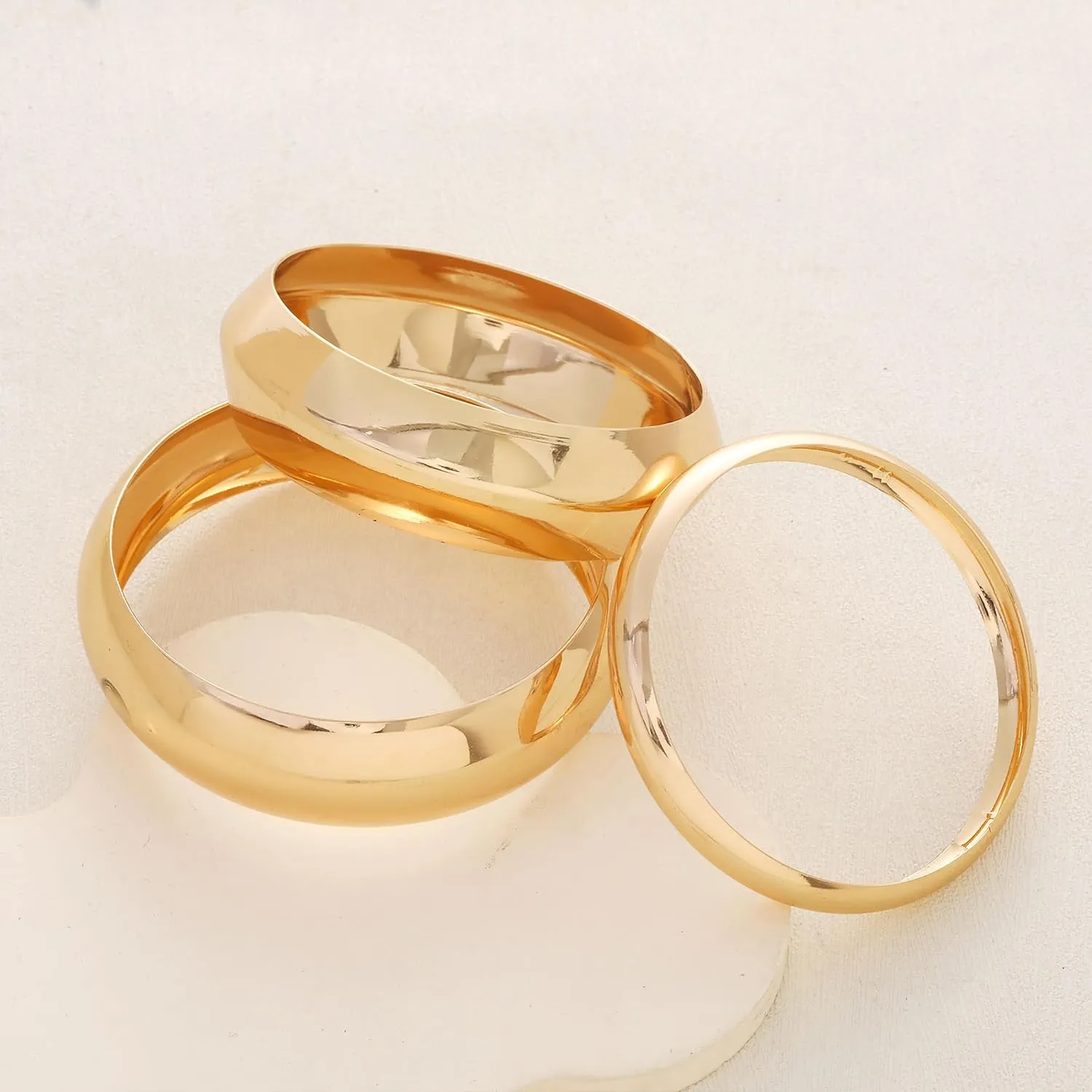 Gold Bangles for Women Chunky Cuff Bracelet Stack Non Tarnish Trendy Jewelry Gifts