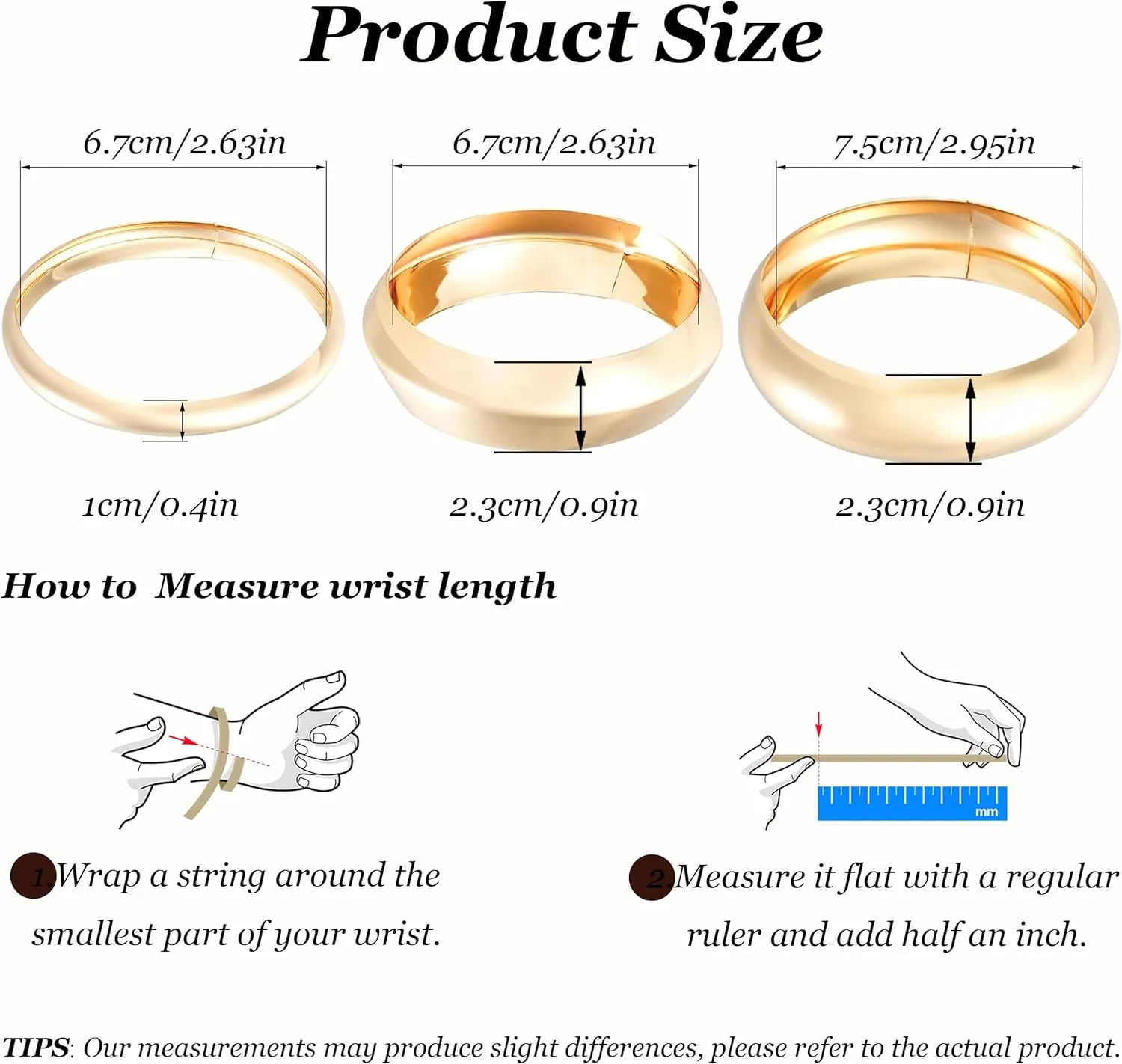 Gold Bangles for Women Chunky Cuff Bracelet Stack Non Tarnish Trendy Jewelry Gifts