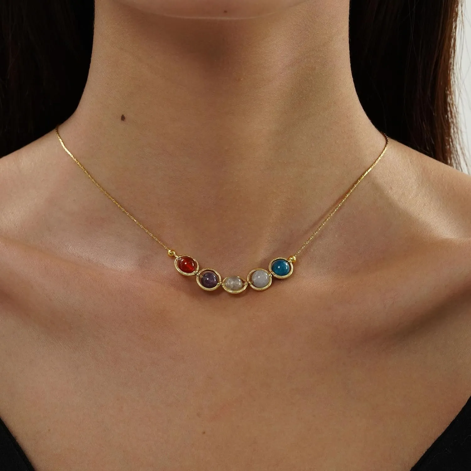 Gold Leo Zodiac Necklace for Women Birthday Gifts Healing Stone Necklace Crystal Beaded Necklace Leo Zodiac Gifts Sunstone Tiger Eye Bead Necklace for Women Girlfriend Her