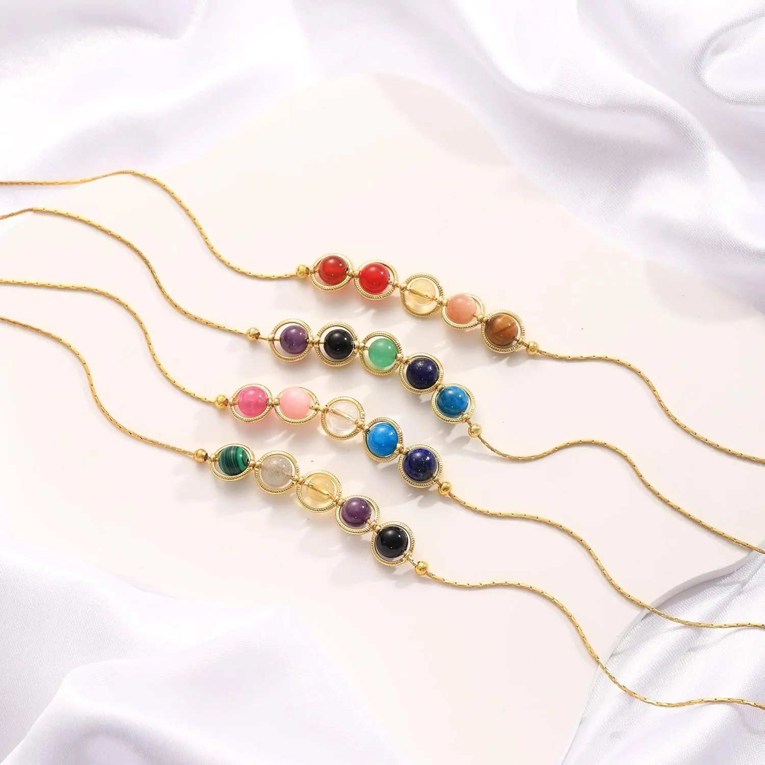 Gold Leo Zodiac Necklace for Women Birthday Gifts Healing Stone Necklace Crystal Beaded Necklace Leo Zodiac Gifts Sunstone Tiger Eye Bead Necklace for Women Girlfriend Her