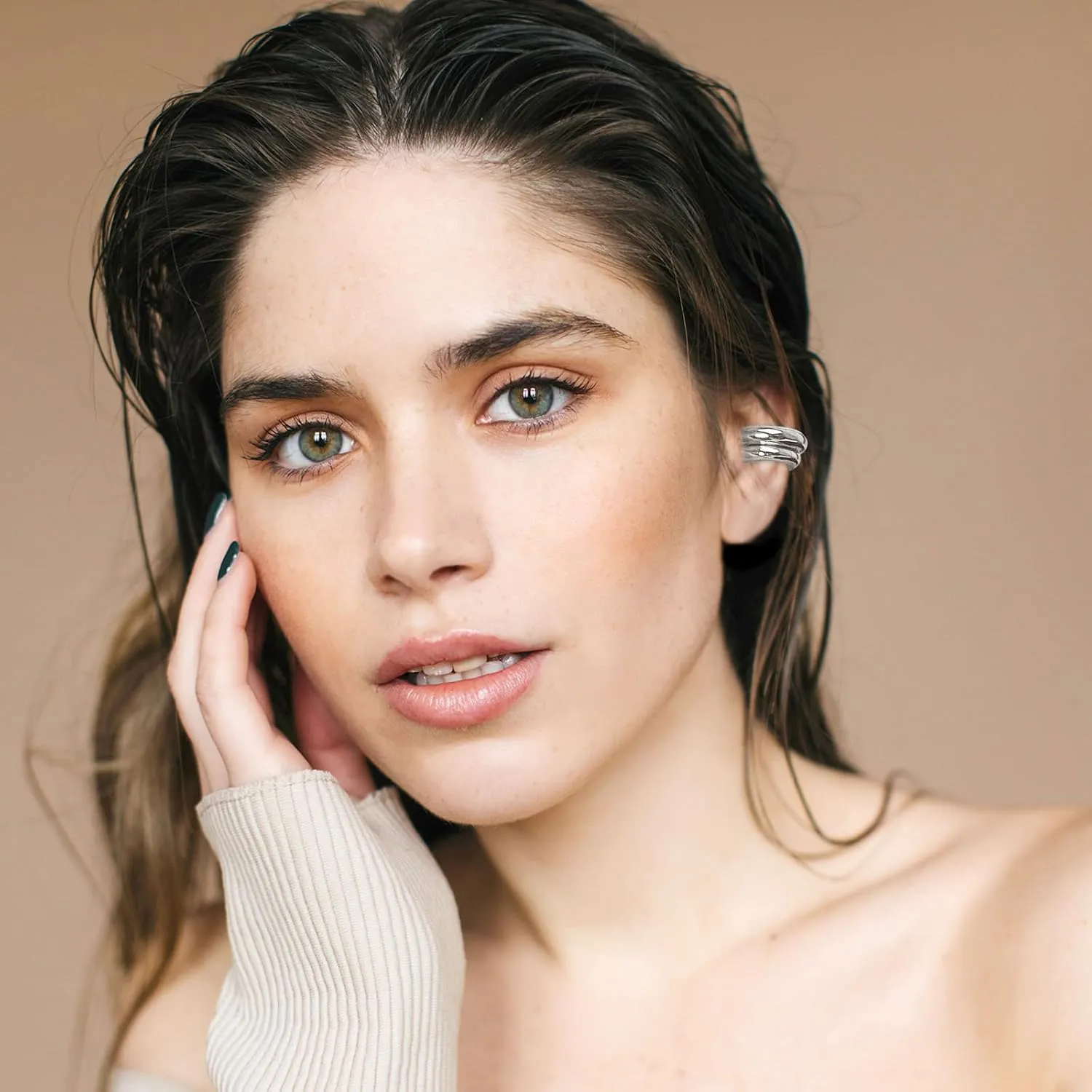 Gold Plated Ear Cuff Earrings for Women Non Piercing - Hypoallergenic Ear Cuffs Silver/Gold Non Tarnish Clip on Cartilage Earrings Fake Earring Set