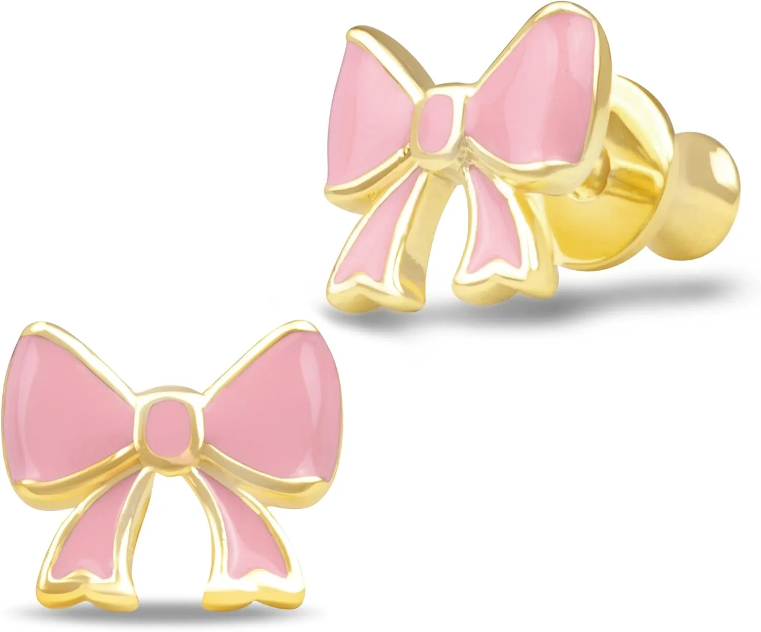 Gold Plated Enamel CZ Small Screw Back Stud Earrings