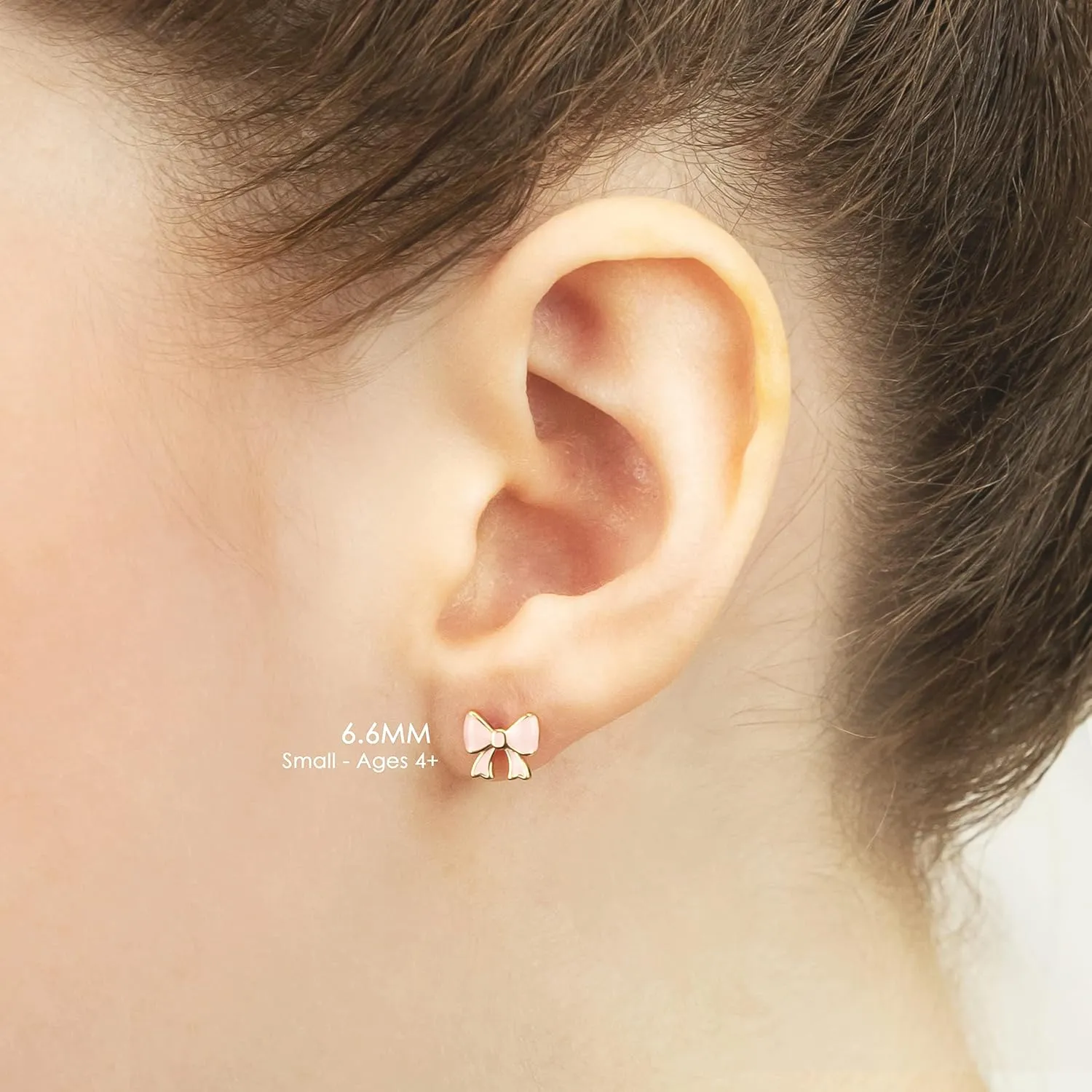 Gold Plated Enamel CZ Small Screw Back Stud Earrings